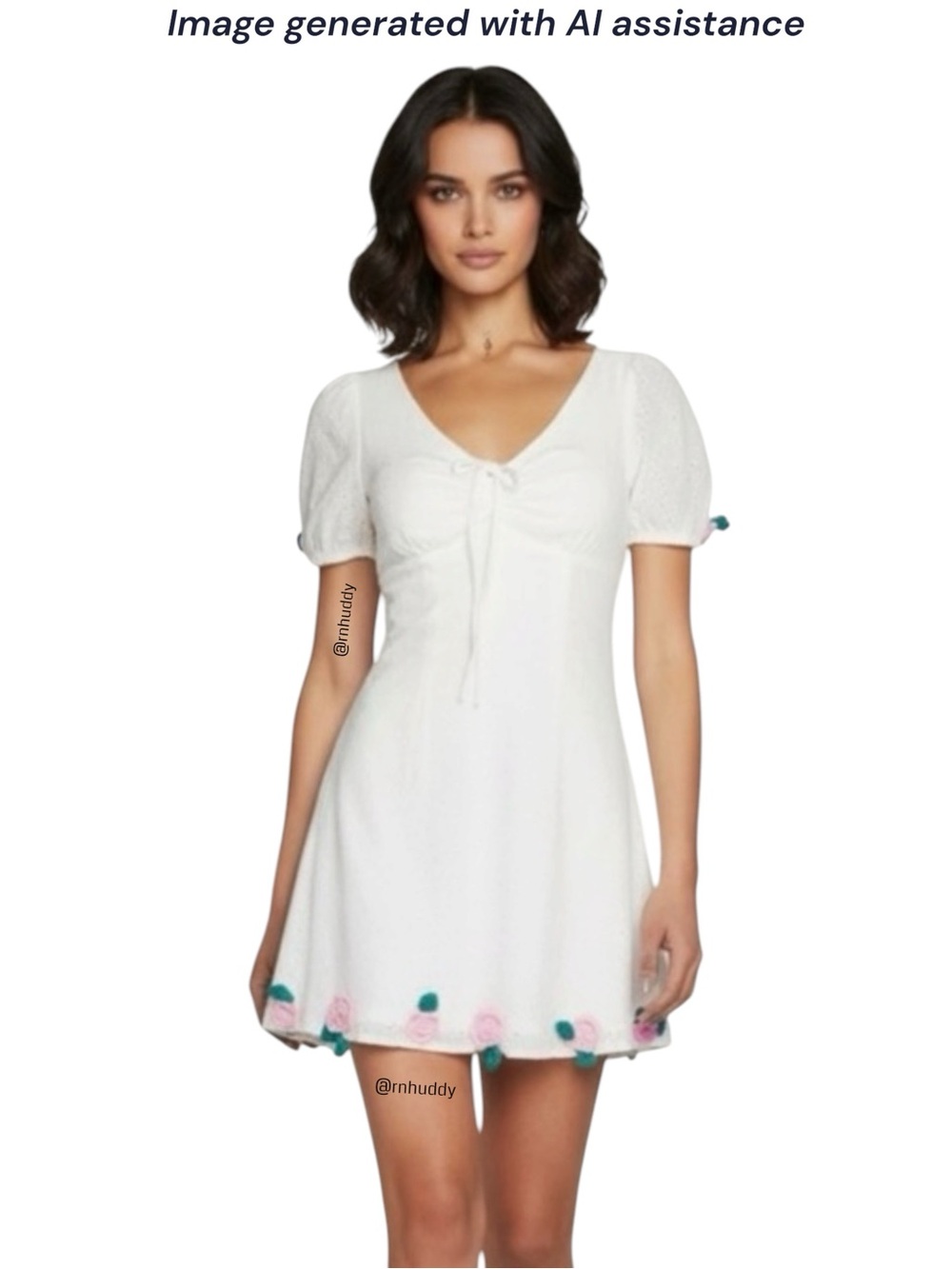Delia*s by Dolls Kill XS white eyelet with roses babydoll dress